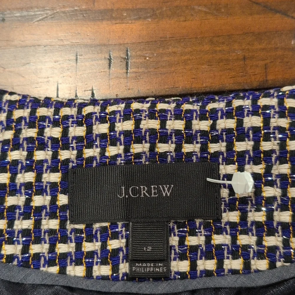 J. Crew Silk Blend Tweed shimmer Blazer Basket Weave